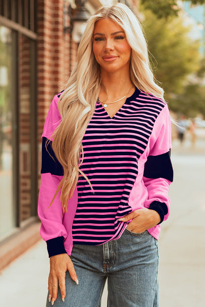 Luźna bluzka Haven Stripe z długim rękawem