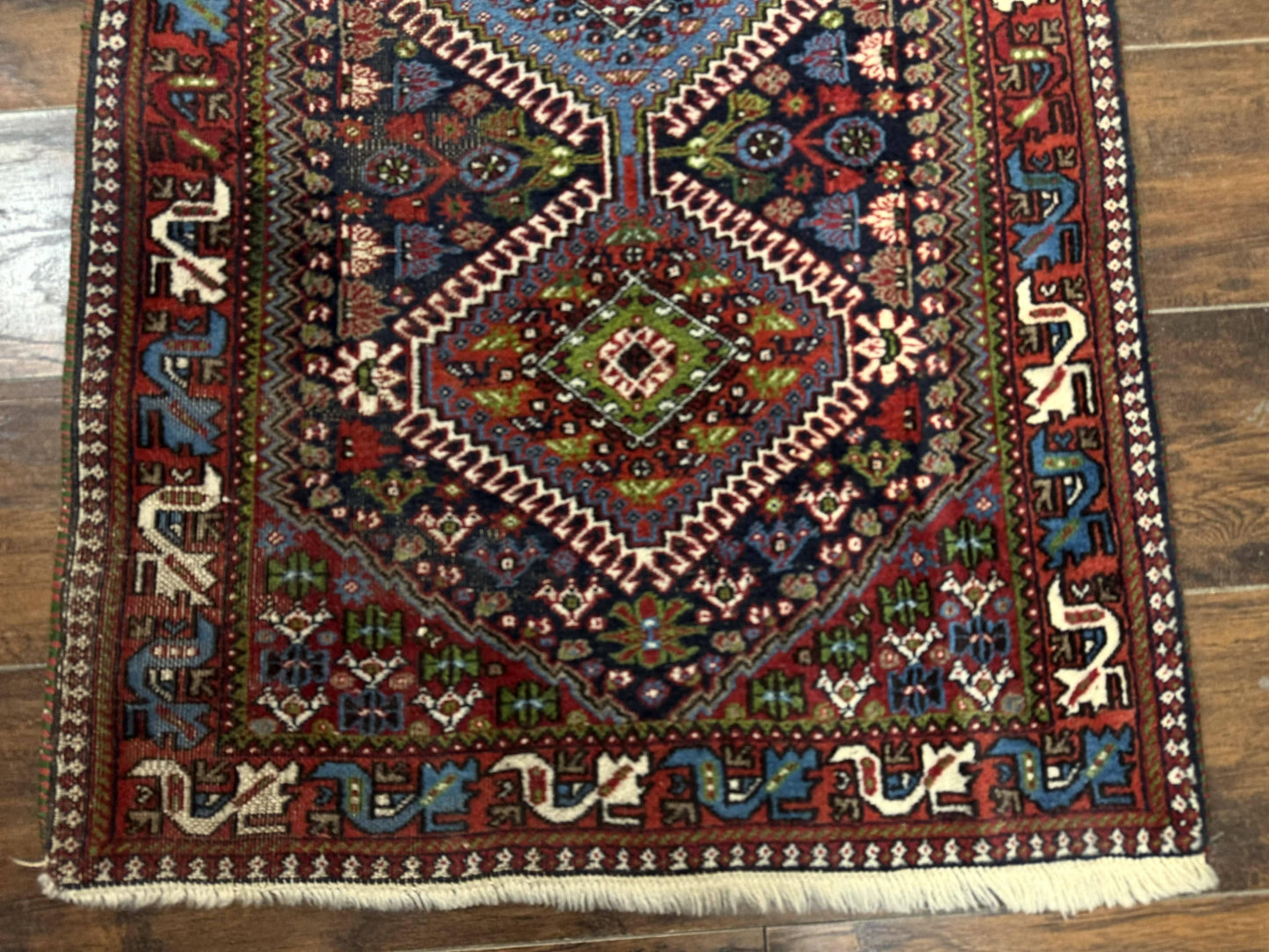 Persian Tribal Runner Rug 2.6 x 20 ft, Antique Persian Shiraz Carpet for Hallway, Colorful Navy Blue