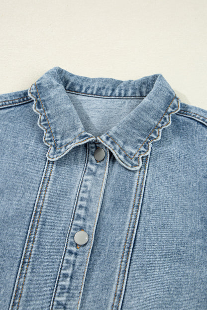 Brooklyn kamskjellkant knappet denimjakke