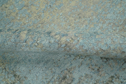 Abstract Design Blue, Beige And Gray 8x10 Hand Knotted Wool and Bamboo Silk Rug