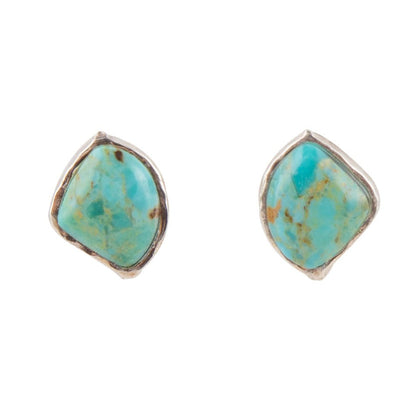 Orecchini a perno in argento sterling con turchese blu astratto