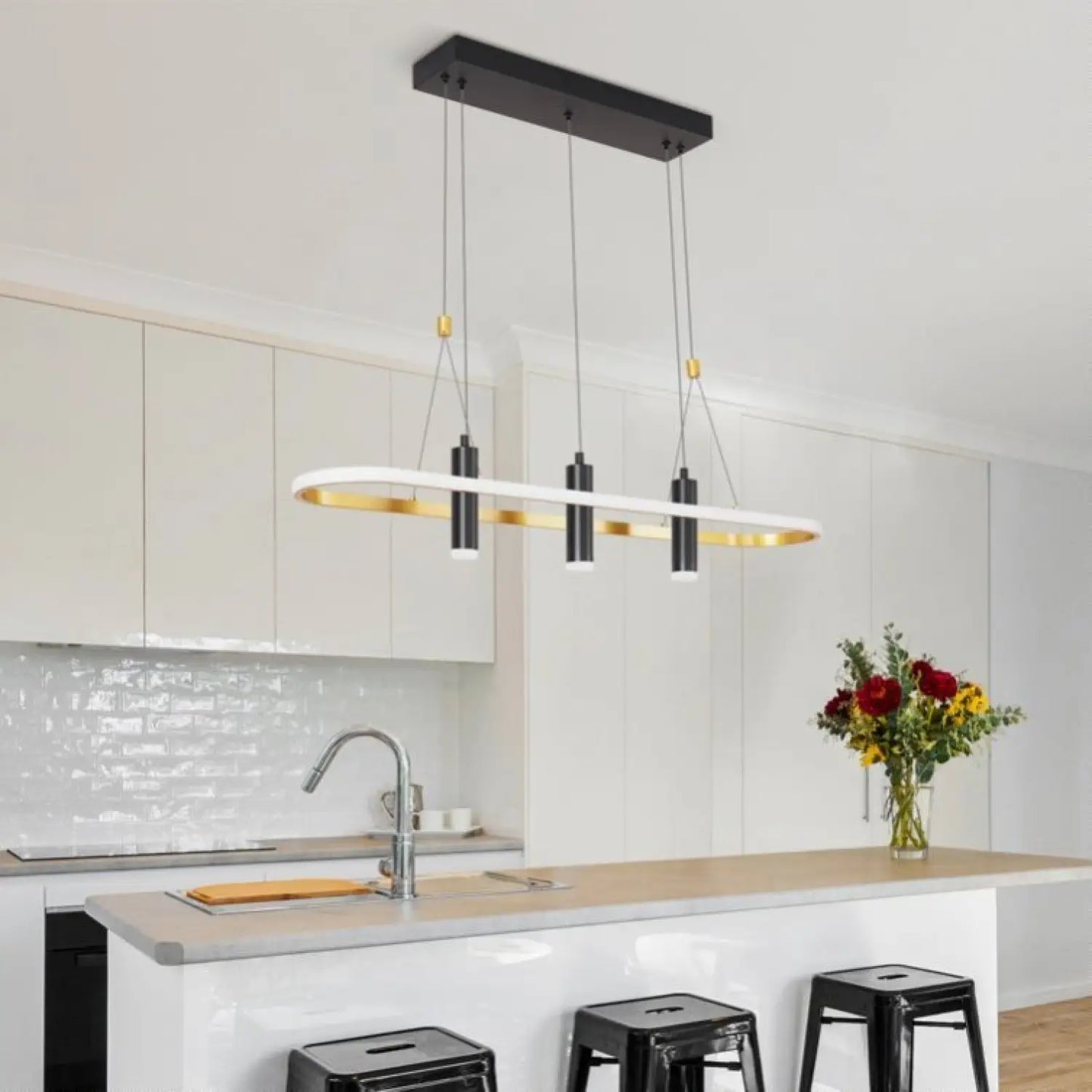 Aluminium köksö hängande lampor med 4 LED-lampor