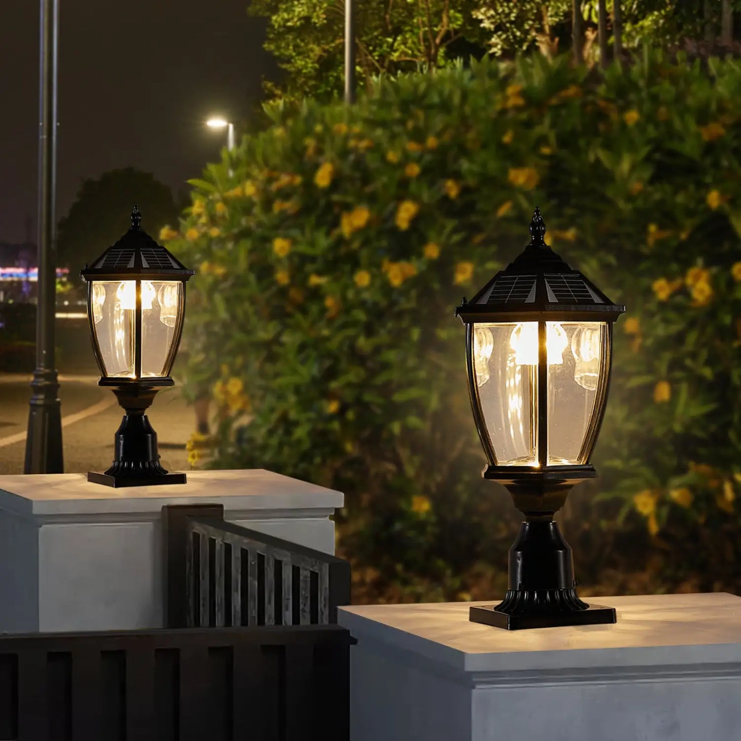 Aluminium solcellslampor lyktor LED 2-pack för utomhusgångar och trädgårdar