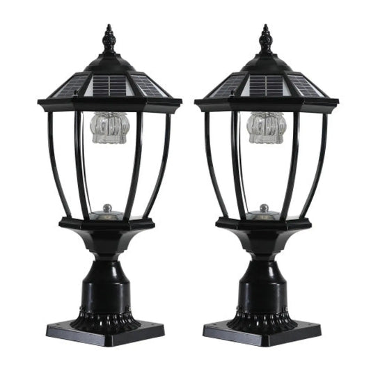 Aluminium solcellslampor lyktor LED 2-pack för utomhusgångar och trädgårdar