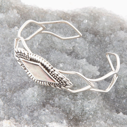 Bracciale a polsino Anemone Perla Nera