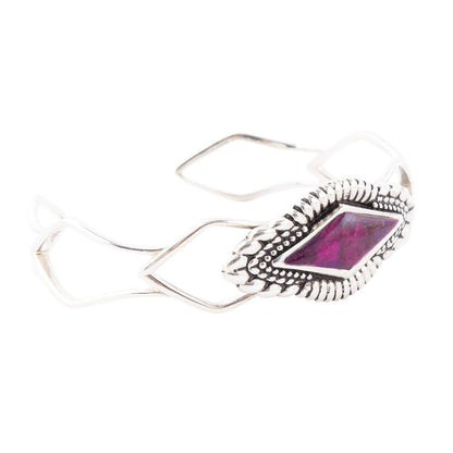 Bracciale a polsino in argento sterling e turchese anemone viola