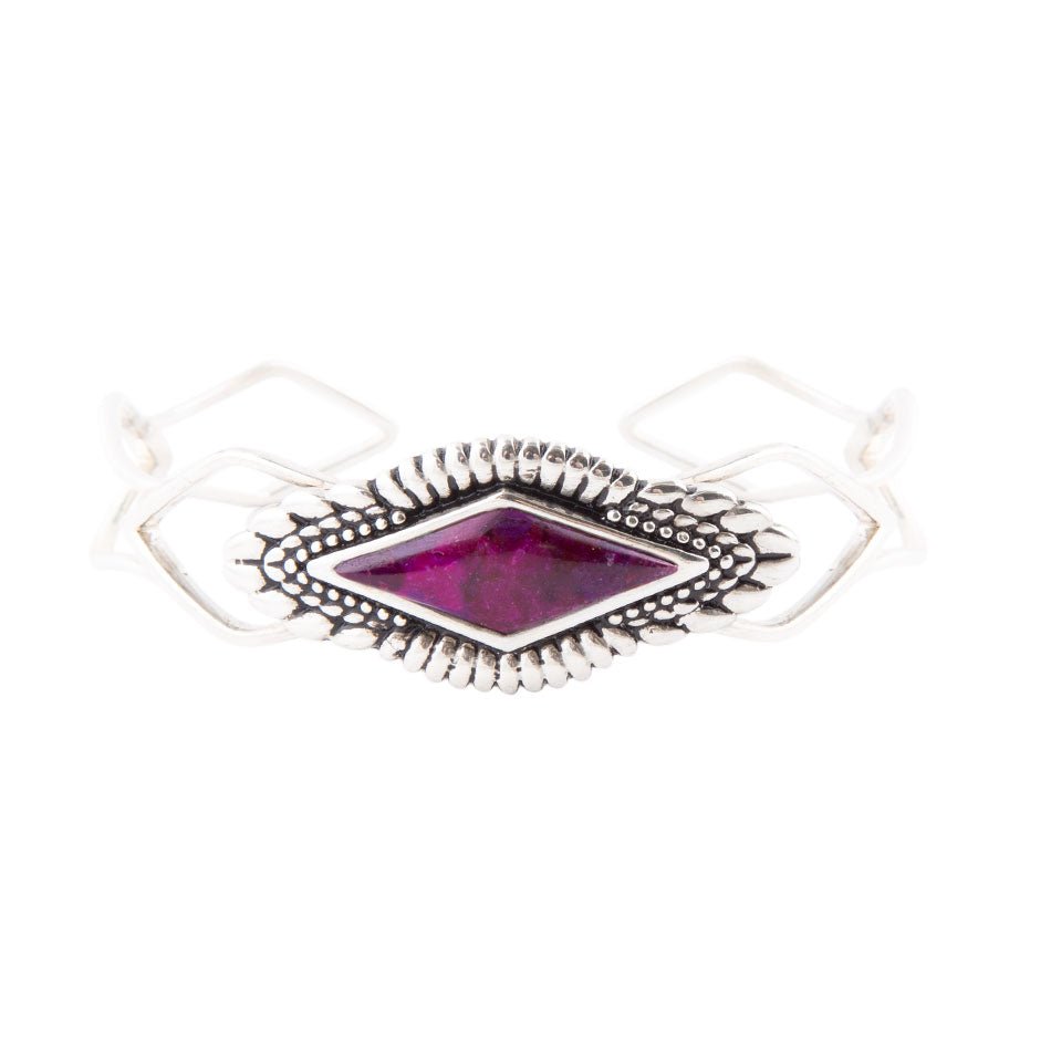 Bracciale a polsino in argento sterling e turchese anemone viola