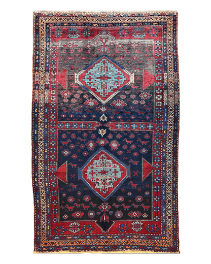 Antique 19th Century Handwoven Kazak Tribal Rug 5’ x 8’