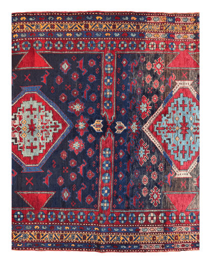 Antique 19th Century Handwoven Kazak Tribal Rug 5’ x 8’