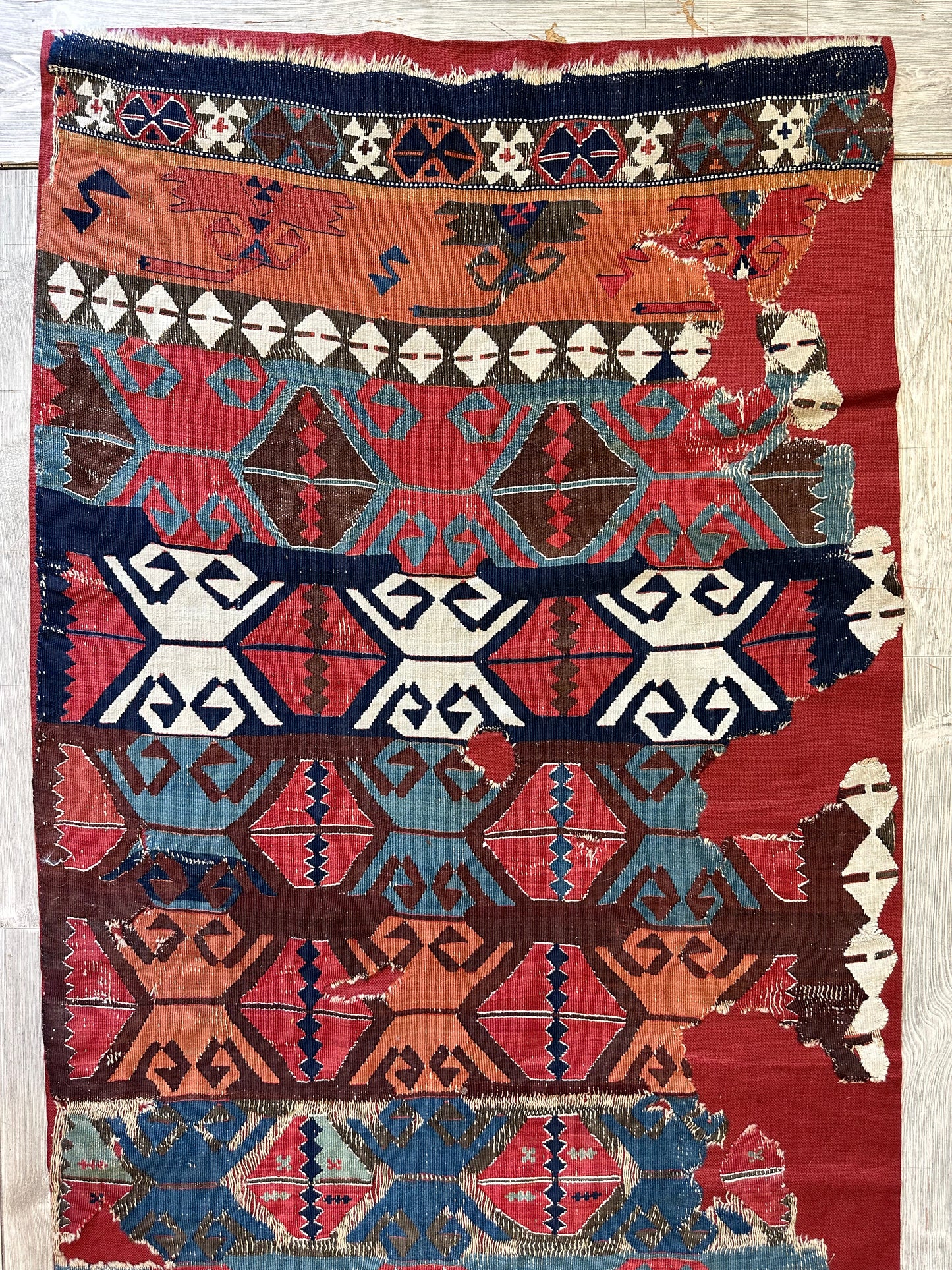 19th C Antique One Of A Kind Anatolian Rug Fragment Collector Special, Turkish rugs