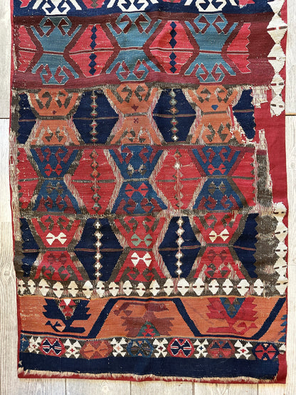 19th C Antique One Of A Kind Anatolian Rug Fragment Collector Special, Turkish rugs