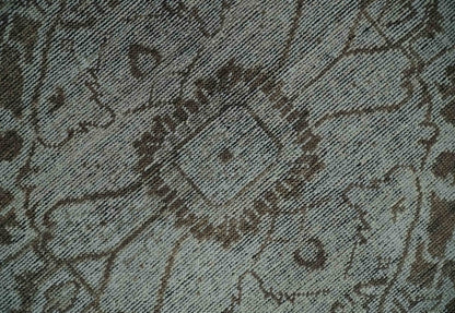 Antique Design Traditional Heriz Medallion Silver, Charcoal and Brown Hand Knotted 8x10 wool area Rug