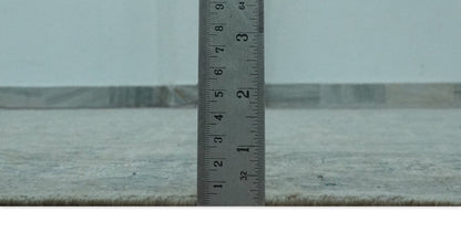 Antique Distress finish Silver, Teal and Brown Hand Knotted Traditional 8x10 wool Rug