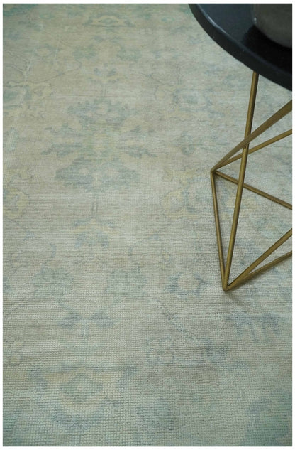 Antique Finish Silver, Gray and Charcoal Hand Knotted Oriental Oushak 8x10 wool Area Rug