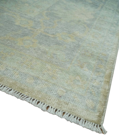 Antique Finish Silver, Gray and Charcoal Hand Knotted Oriental Oushak 8x10 wool Area Rug