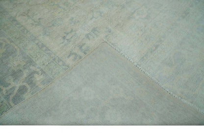 Antique Finish Silver, Gray and Charcoal Hand Knotted Oriental Oushak 8x10 wool Area Rug