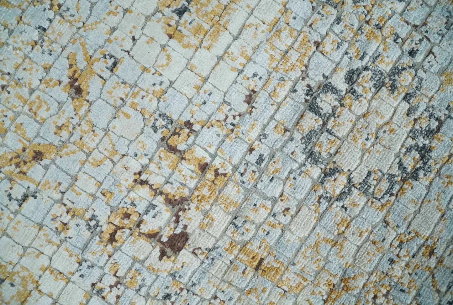 Antique look Aqua, Gold and Charcoal Hand Knotted Carved Texture Traditional Oriental Oushak 8x10 wool Area Rug