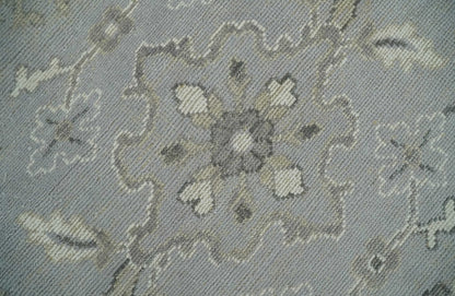 Antique Muted Silver Rug 8x11 Hand Knotted Turkish Silver, Beige and Brown Traditional Antique Persian Low Pile Area Rug