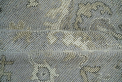 Antique Muted Silver Rug 8x11 Hand Knotted Turkish Silver, Beige and Brown Traditional Antique Persian Low Pile Area Rug