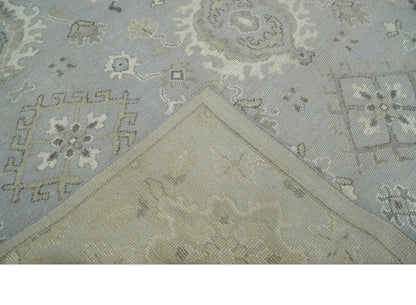 Antique Muted Silver Rug 8x11 Hand Knotted Turkish Silver, Beige and Brown Traditional Antique Persian Low Pile Area Rug