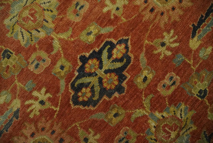 Antique Style 8x10 Rust, Black and Gold Hand Knotted Traditional Turkish Serapi Wool Area Rug