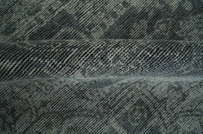 Antique Style Charcoal and Silver Traditional Heriz Medallion 8x10 wool Area Rug