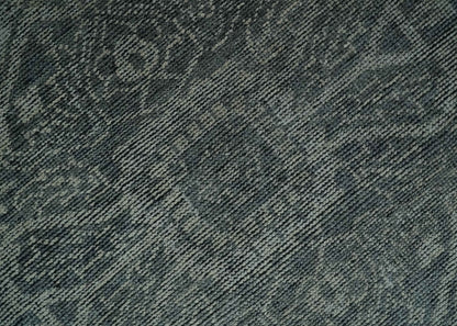 Antique Style Charcoal and Silver Traditional Heriz Medallion 8x10 wool Area Rug