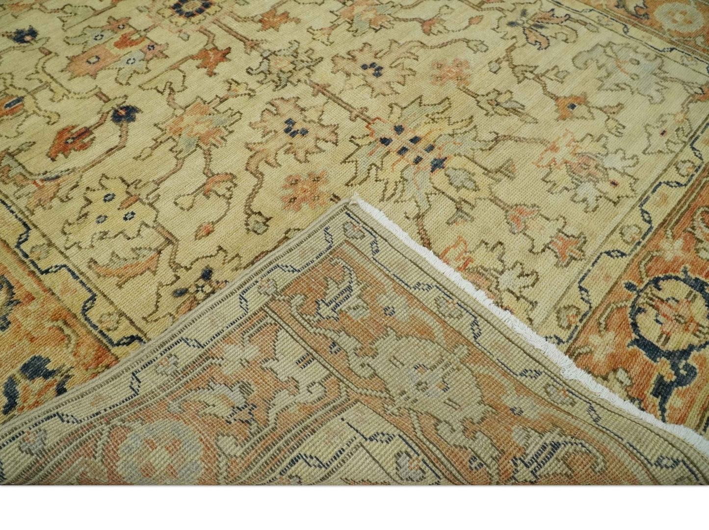 Antique Style Empress Tabriz 6x8 Hand Knotted Beige and Rust Modern Traditional Wool Rug | N35368