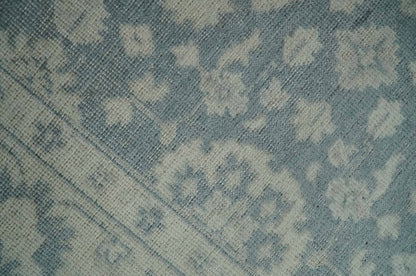 Antique Style Ivory and Charcoal Hand Knotted Traditional Oushak 2x4 wool Bedside Rug