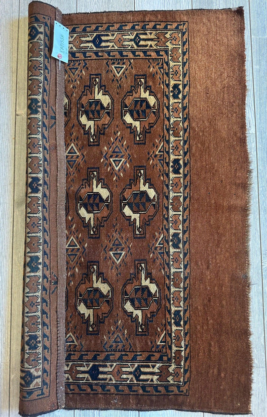 Antyczna torba na dywan Tekke Yomud Yomut Saryk Chuval, twarz, turkmeński dywan, turkomański dywan 2’6”x3’9”