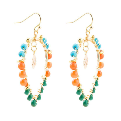 Apricot Teals Multicolor Golden Statement Earrings