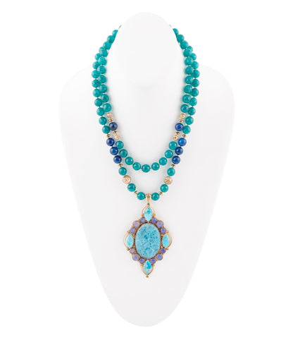 Collana con pendente in apatite blu Argo e bronzo dorato