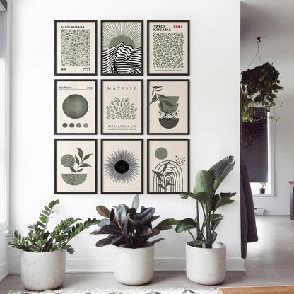 MCM Boho Abstract Wall Art Set of 9. Bauhaus, Matisse Prints