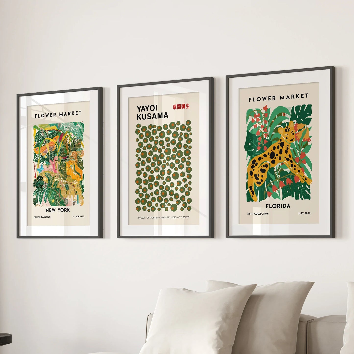 Flower Market, Kusama Art Prints. Modern Tropical Wall Decor