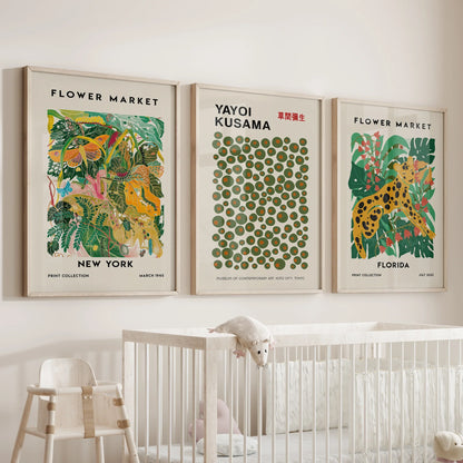 Flower Market, Kusama Art Prints. Modern Tropical Wall Decor