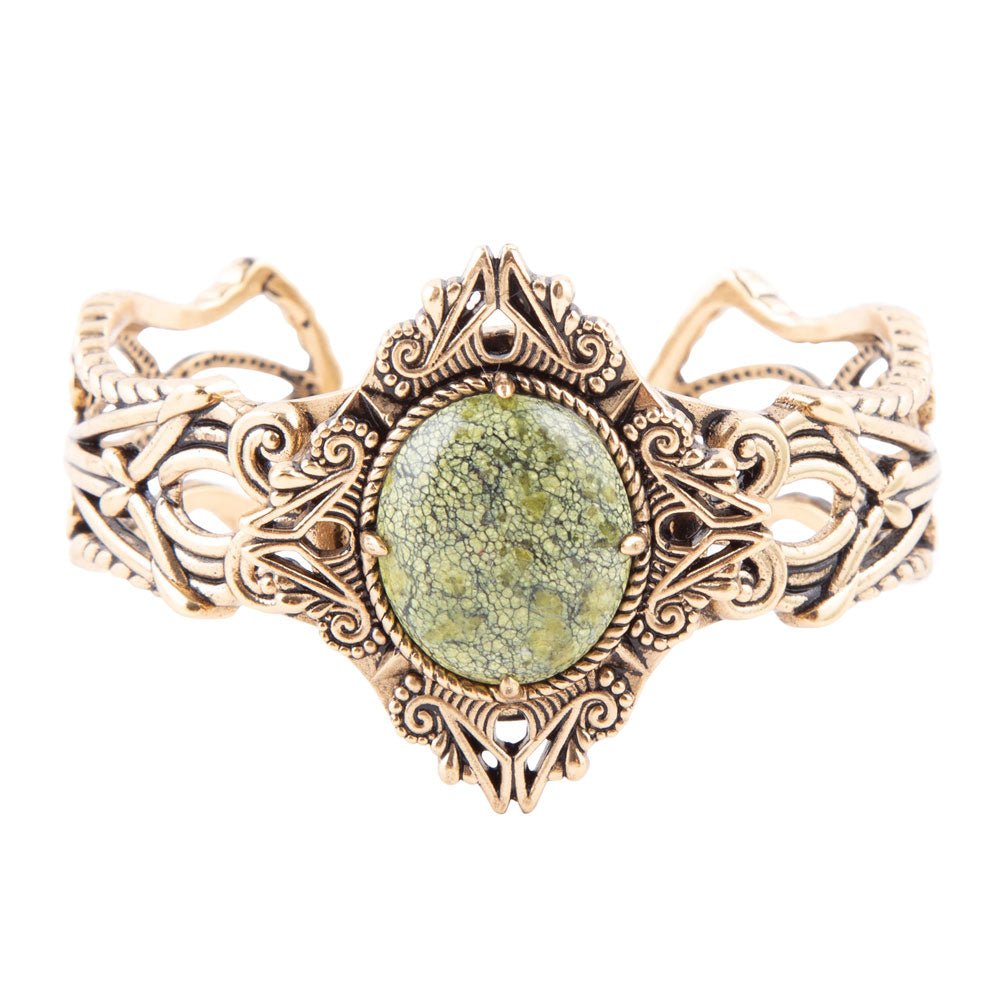Bransoletka mankietowa Aspen Green Serpentine i Golden Bronze Statement