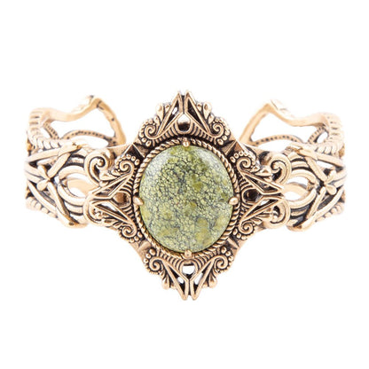 Bransoletka mankietowa Aspen Green Serpentine i Golden Bronze Statement