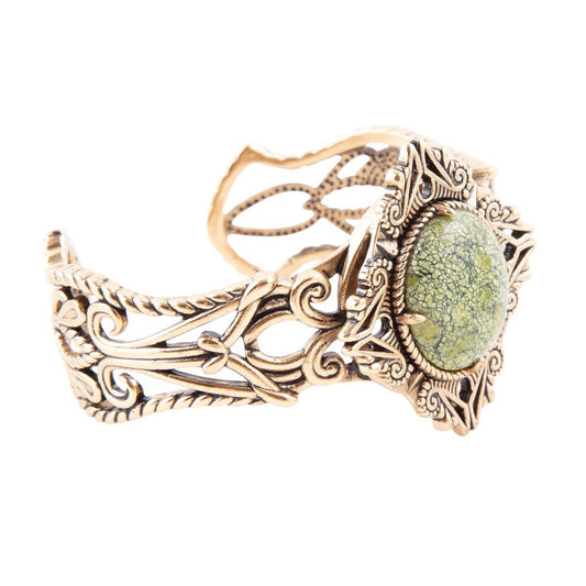 Bransoletka mankietowa Aspen Green Serpentine i Golden Bronze Statement