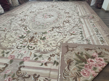 Palace Sized Aubusson Rug 13 x 20, Flatweave Aubusson Weave, Oversized Rug, European French Elegant Design