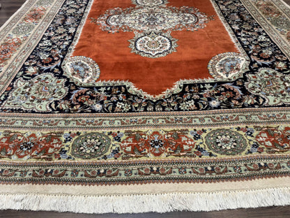 Persian Rug 11x13, Semi Open Field, Soft Wool Pile, Vintage Persian Carpet, Persian Tabriz Tabatabai