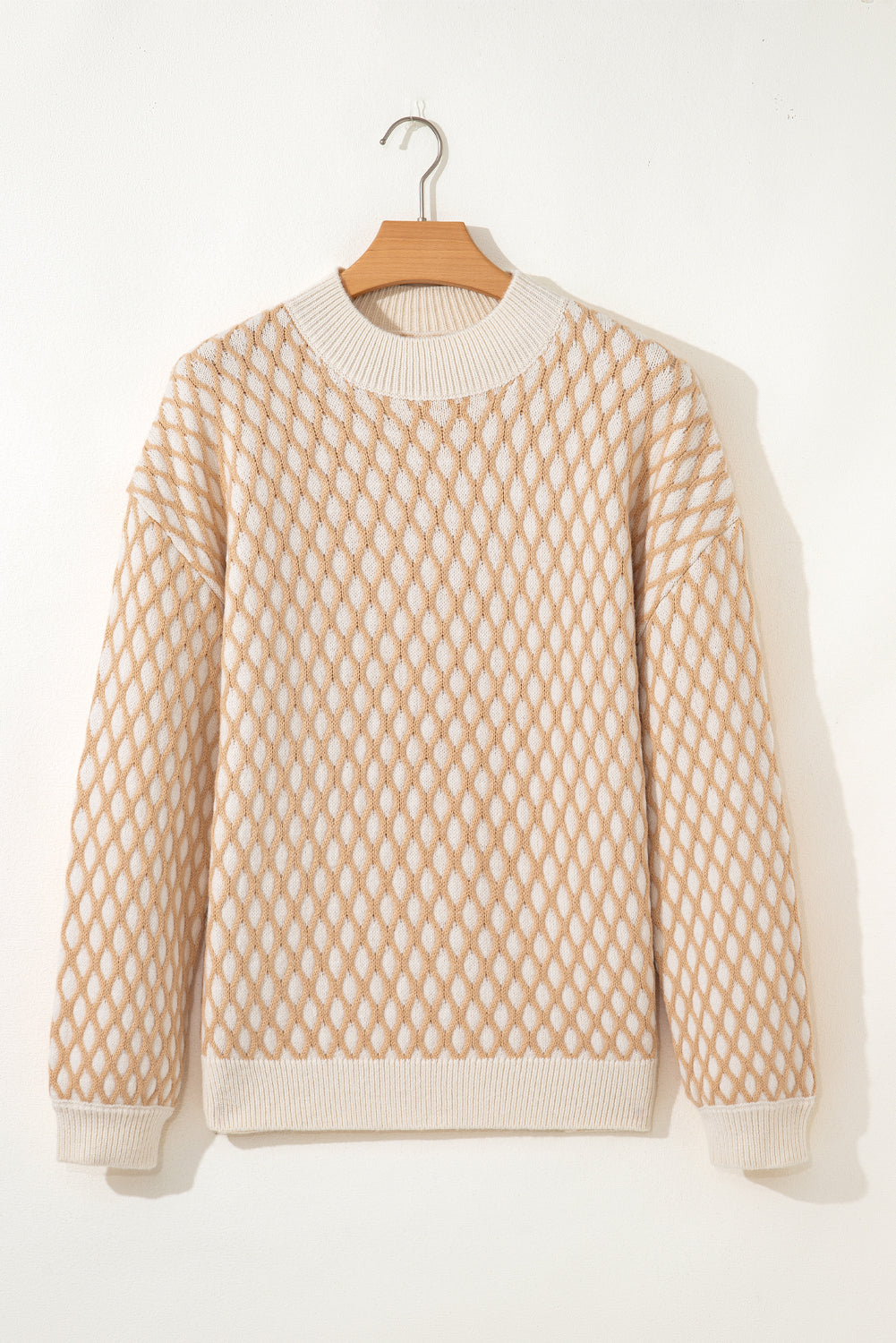 Sweter dzianinowy Ximena Rhombus z fakturą