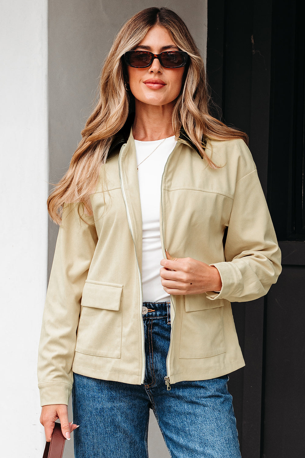 Phoebe strukturierte Reißverschlussjacke