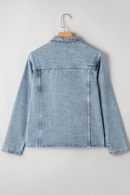 Brooklyn kamskjellkant knappet denimjakke