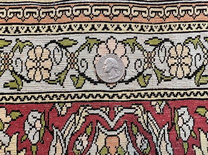 Wonderful Silk Turkish Hereke Prayer Rug 2.8 x 4.5, Tree of Life Design, Signature from Master Weaver, Gold and Burgundy, Handmade, 625 KPSI