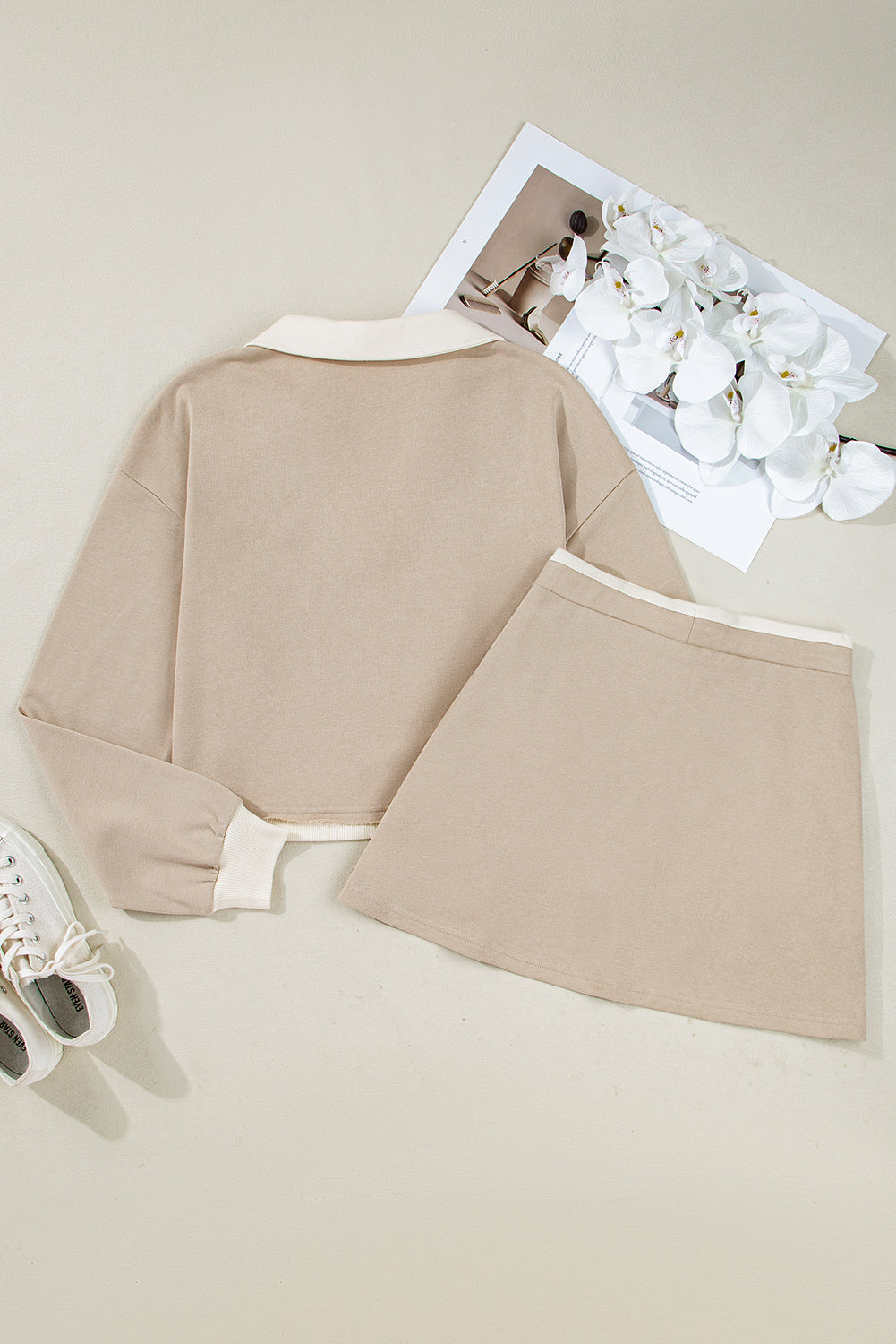 Valerie Kurz geschnittener Pullover Kordelzug Rock Set