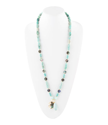 Baja Amazonite and Abalone Long Necklace