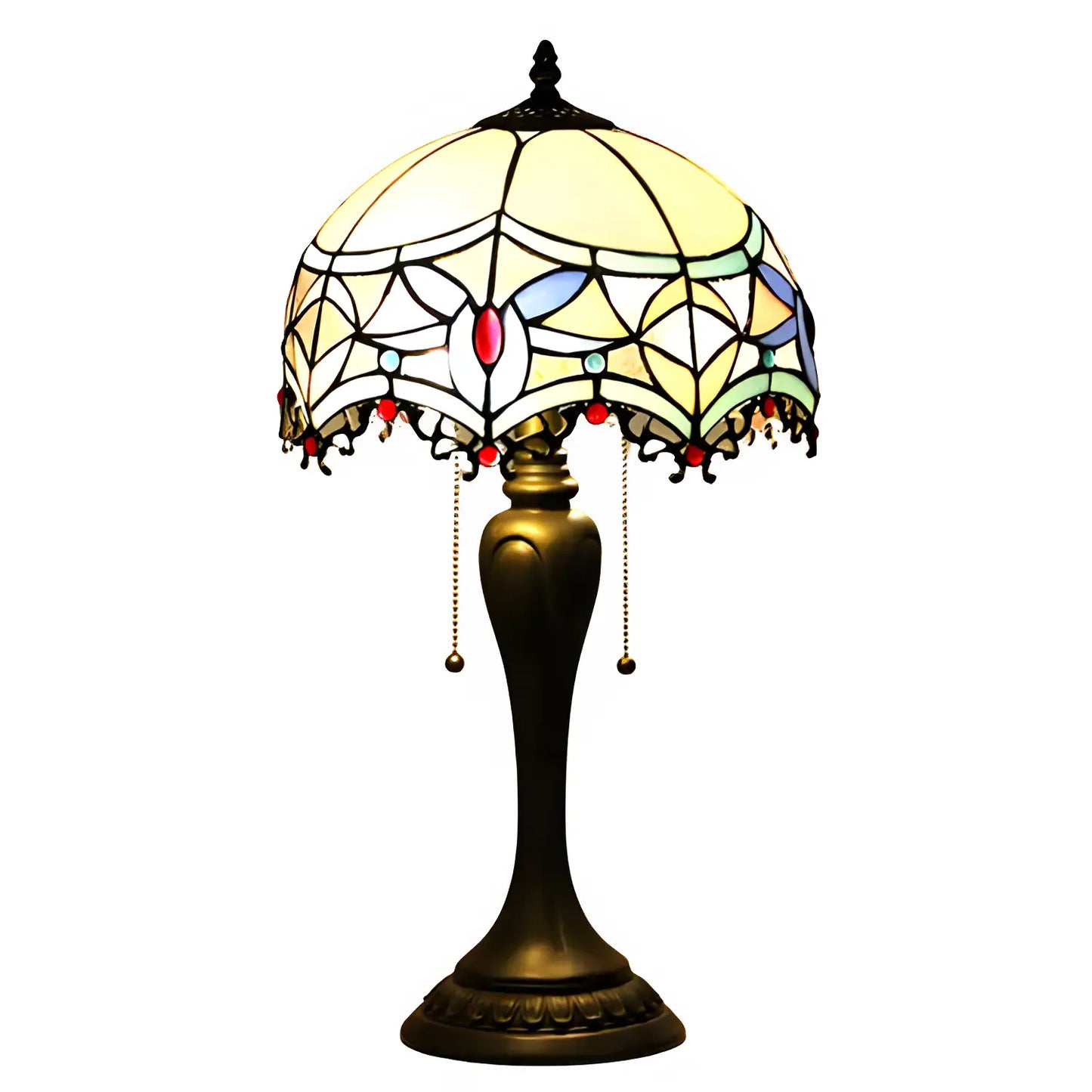 Barockstil Tiffanyglaslampa | Bordslampa