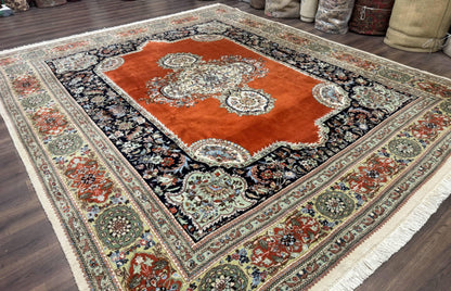 Persian Rug 11x13, Semi Open Field, Soft Wool Pile, Vintage Persian Carpet, Persian Tabriz Tabatabai
