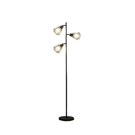 Svart och justerbar golvlampa i metall för rustika och moderna utrymmen
