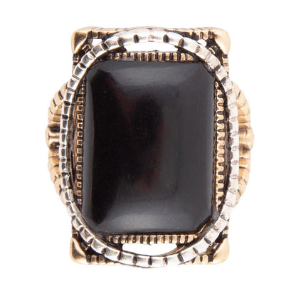 Black Onyx Mixed Metal Statement Ring